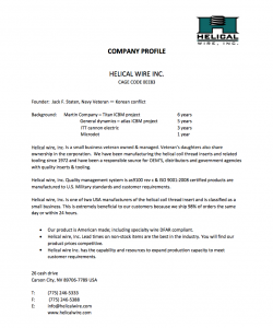 Helical Wire Company Profile